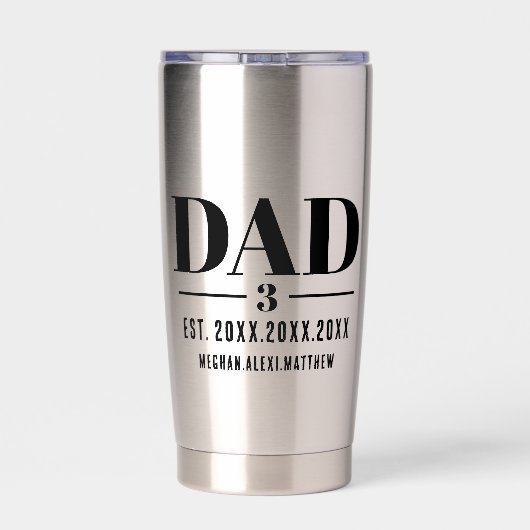 Dad Established Year Names Number Bold Font 保温保冷タンブラー (背面)