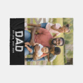 Dad Established Years Black Bold Photo フリースブランケット (正面(横))