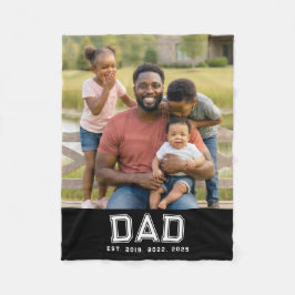 Dad Established Years Black Bold Photo フリースブランケット