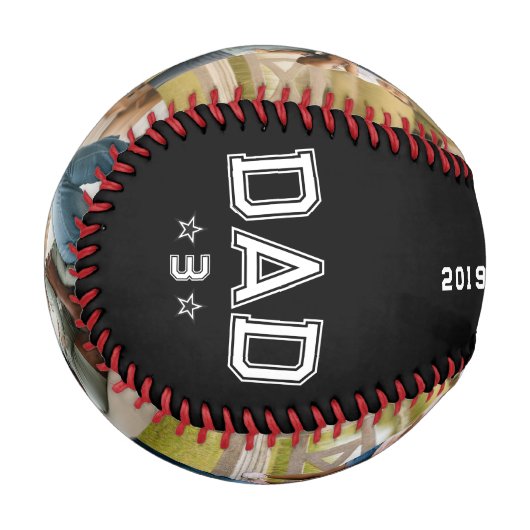 Dad Established Years Bold Black 3 Photo 野球ボール (正面左)