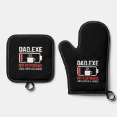 Dad.exe コーヒー満タンで応答なし テック 鍋つかみ&鍋敷きセット (正面)