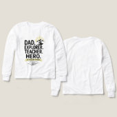 Dad Explorer Teacher Hero Tシャツ | アドベンチャーお父さん (デザイン 正面&背面)