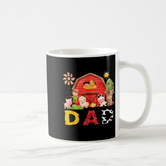 Dad Farm Cow Birthday Boy Matching Family Matching コーヒーマグカップ (右)