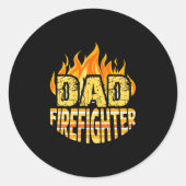 Dad Firefighter Fireman Gift Proud Firefighter Quo ラウンドシール (正面)