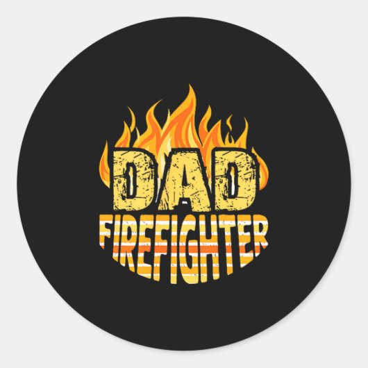 Dad Firefighter Fireman Gift Proud Firefighter Quo ラウンドシール (正面)