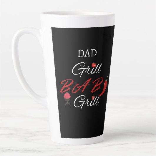 Dad Grill Baby Grill Funny BBQ, Father’s Day Gift カフェラテマグ (左)