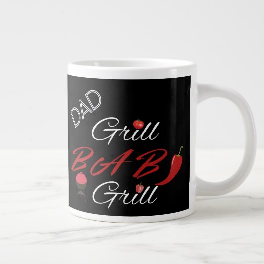 Dad Grill BBQ – Funny Father’s Day Gift for Him ジャンボコーヒーマグカップ (右)