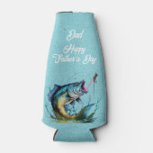 Dad Happy Father's Day Blue Big Fish Strike ボトルクーラー (正面)