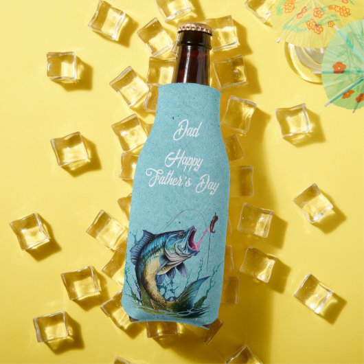 Dad Happy Father's Day Blue Big Fish Strike ボトルクーラー (インサイチュ 夏)
