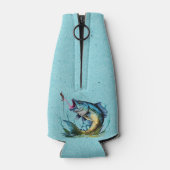 Dad Happy Father's Day Blue Big Fish Strike ボトルクーラー (裏面)