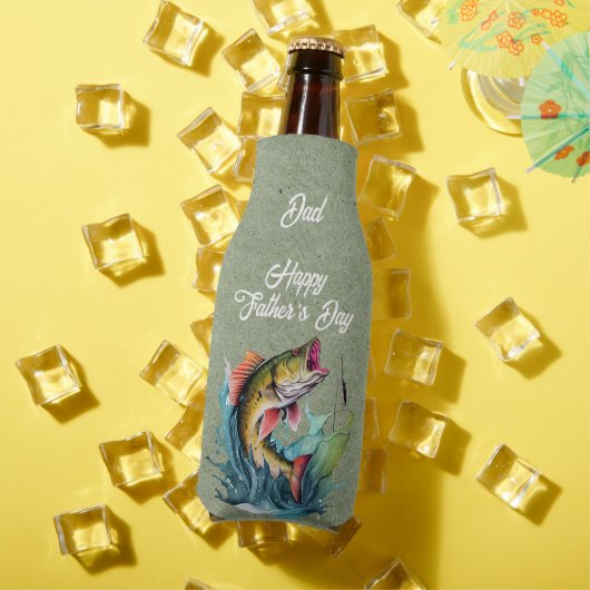 Dad Happy Father's Day Green Big Fish Strike ボトルクーラー (インサイチュ 夏)