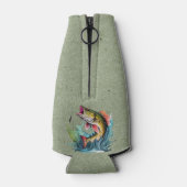 Dad Happy Father's Day Green Big Fish Strike ボトルクーラー (裏面)