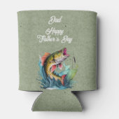 Dad Happy Father's Day Green Big Fish Strike 缶クーラー (裏面)