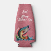 Dad Happy Father's Day Red Big Fish Strike ボトルクーラー (正面)