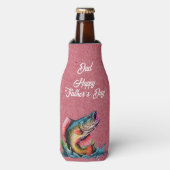 Dad Happy Father's Day Red Big Fish Strike ボトルクーラー (ボトル正面)