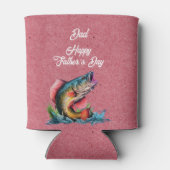 Dad Happy Father's Day Red Big Fish Strike 缶クーラー (裏面)