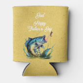 Dad Happy Father's Day Yellow Big Fish Strike 缶クーラー (正面)
