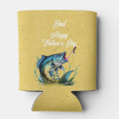 Dad Happy Father's Day Yellow Big Fish Strike 缶クーラー (裏面)