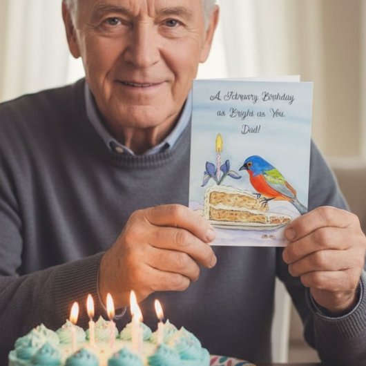 Dad Happy February Birthday Painted Bunt カード