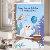 Dad Happy January Birthday Snowy Owl カード