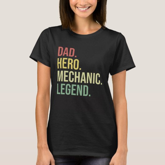 Dad Hero Mechanic Legend Fathers Day Garage Grandp Tシャツ (正面)