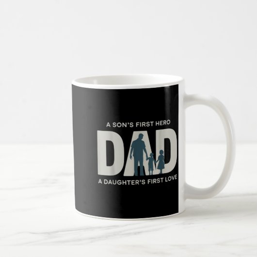 Dad Holding Kids Family Silhouette Father Quote  コーヒーマグカップ (右)