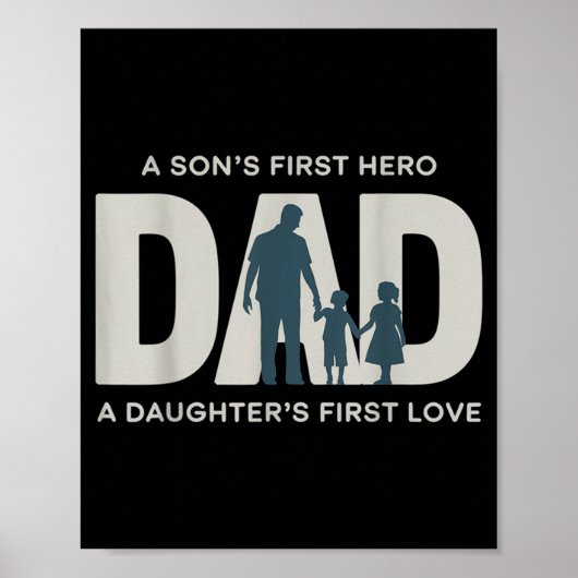 Dad Holding Kids Family Silhouette Father Quote  ポスター (正面)
