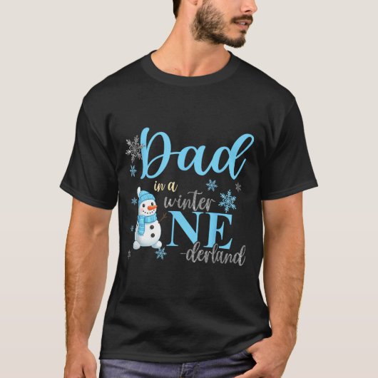 Dad In A Winter Onederland Birthday Boy Girl Cute  Tシャツ (正面)