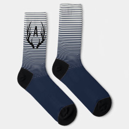 Dad Initial Socks Deer Antlers Crew Socks ソックス