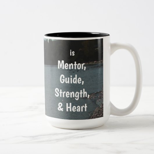 Dad Is Mentor, Guide, Strength & Heart ツートーンマグカップ (右)