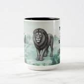 Dad Is Mentor, Guide, Strength & Heart Lion Mug ツートーンマグカップ (中央)