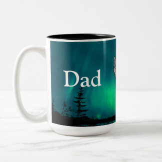 Dad Is Mentor, Guide, Strength & Heart Wolf Mug ツートーンマグカップ