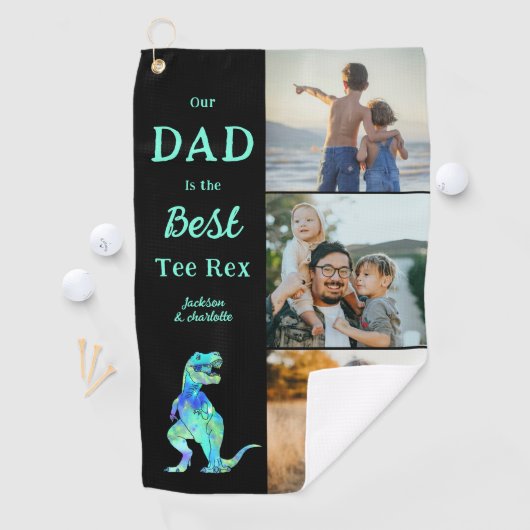 Dad is the Best Tee Rex 3 Photo Funny ゴルフタオル (インサイチュ)