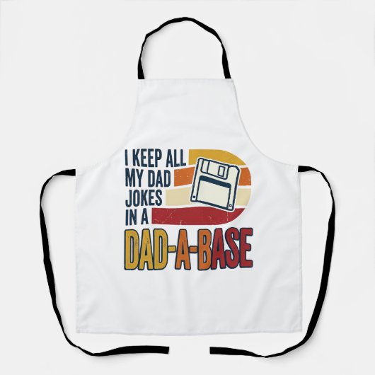 Dad Joke Dad-A-Base Retro Funny Father Vector Desi エプロン (正面)