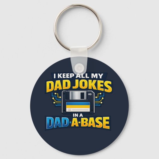 Dad Jokes In A Dad-A-Base Funny Dad Keychain Gift キーホルダー (正面)