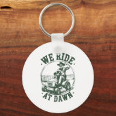 Dad Lawn Mower We Ride At Dawn Funny Mowing Gift G キーホルダー (正面)