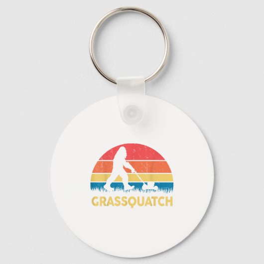 Dad Lawn Mowing Grquatch Bigfoot Mower Gift Funny  キーホルダー (正面)