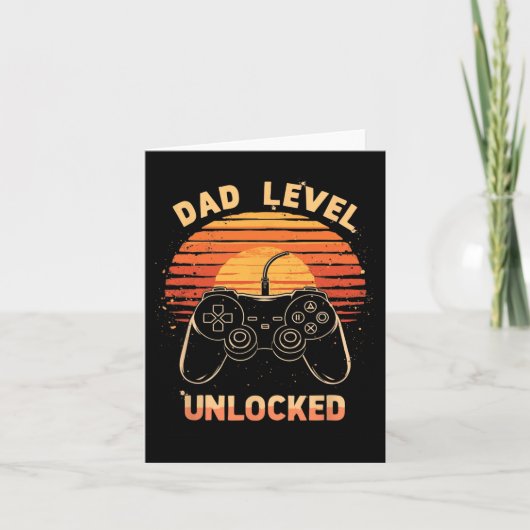 Dad Level Unlocked Funny Retro New Dad Gamer カード (正面)