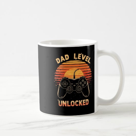 Dad Level Unlocked Funny Retro New Dad Gamer コーヒーマグカップ (右)