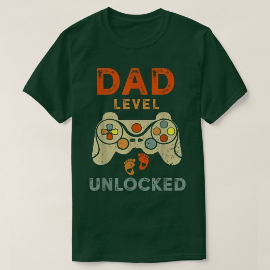 Dad Level Unlocked New Dad Father Pregnancy Announ Tシャツ (デザイン正面)