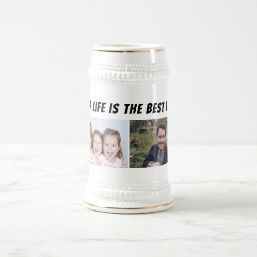 Dad Life is the Best Life 2枚の写真 父の日 ビールジョッキ (中央)
