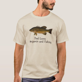 Dad Loves Child's Name and Fishing Fish Bass Tシャツ