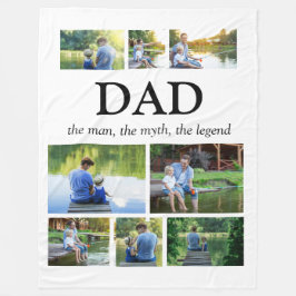 Dad Man Myth Legend 8枚フォトコラージュ フリースブランケット