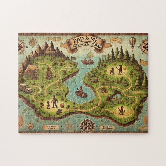 Dad & Me Adventure Map Father's Day Gift ジグソーパズル (横)