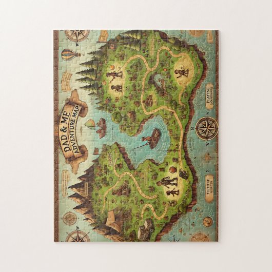Dad & Me Adventure Map Father's Day Gift ジグソーパズル (縦)