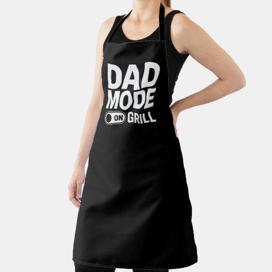 Dad Mode Grill On Funny BBQ Dad Quote エプロン (インサイチュ)