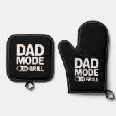 Dad Mode Grill On Funny BBQ Dad Quote 鍋つかみ&鍋敷きセット (正面)