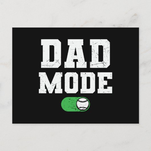 Dad Mode on | 野球ファミリーのかわいいデザイン ポストカード (正面)