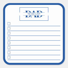 Dad Modern Blue Monogram 3" To Do List スクエアシール