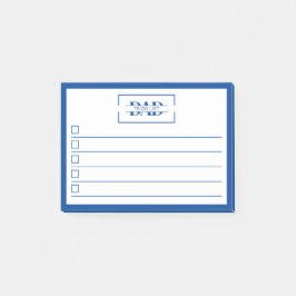 Dad Modern Blue Monogram 4" x 3" To Do List ポストイット